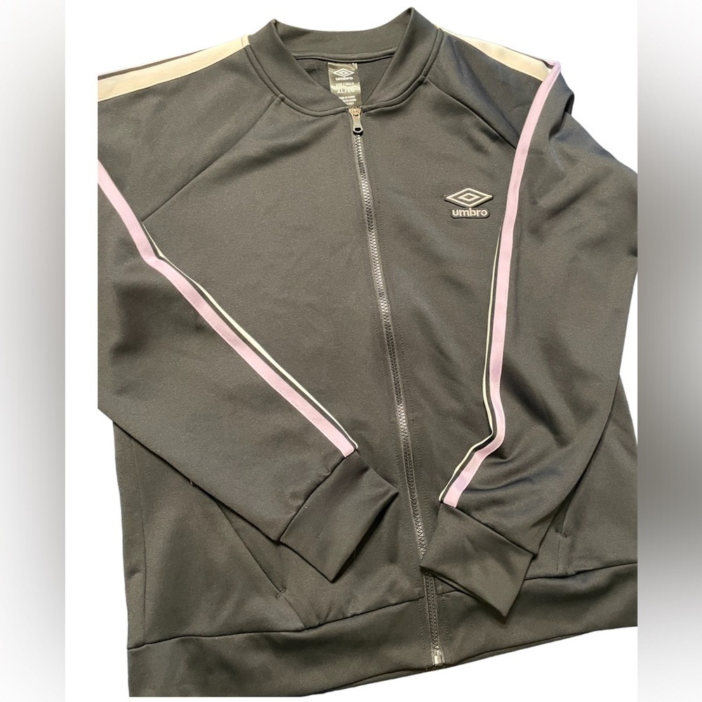 Umbro Lightweight Black Iridescent Stripes Track Jacket with Thumb Holes